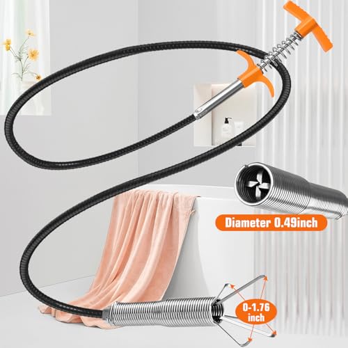 New Upgrade 35 inch Drain Snake Hair Drain Clog Remover Tool - Sink Drain Cleaner for Toilet Sewer Shower Kitchen Bathroom Tub Clogged Drains Opener Cleaning Tool, Flexible Grabber Claw Pick Up Tool