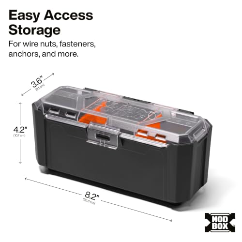 Klein Tools 54815MB MODbox Parts Bin, Modular Tool Storage System Side Mounting Accessory, Easy One-Handed Attachment, Clear Lid