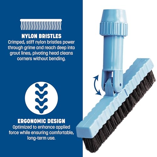 Carlisle Food Service Products Grout Line Brush with Swivel Head and Nylon Bristles for Cleaning Corners and Tile in Bathroom and Kitchen, 7.5", 1 Count, Black