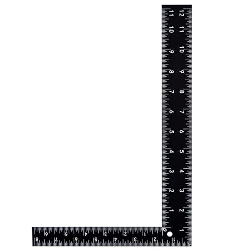 Professional 8x12 Inch Carpenter Square - Heavy-Duty Carbon Steel Framing Tool with Dual-Scale (Imperial/Metric), Rust-Resistant Right Angle Ruler for Carpentry, Roofing & Layouts - color: Black