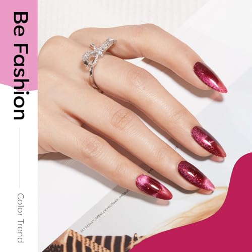 modelones Cat Eye Gel Nail Polish, Nude Glitter Red Pink Purple Cateye Gel - color: A-1 Velvet Blush