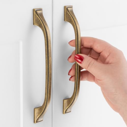 5 Inch Antique Brass Cabinet Pulls Arch Drawer Handles 10 Pack P2409 - color: Antique Brass, size: 5" Hole Centers-10 Pcs