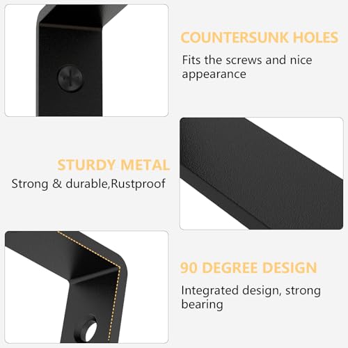 LSK 6PCS L Bracket, L 5"×H 2" Shelf Support Bracket, Max Load :42lb, Black - color: Black, size: 5x2 inch (light duty)