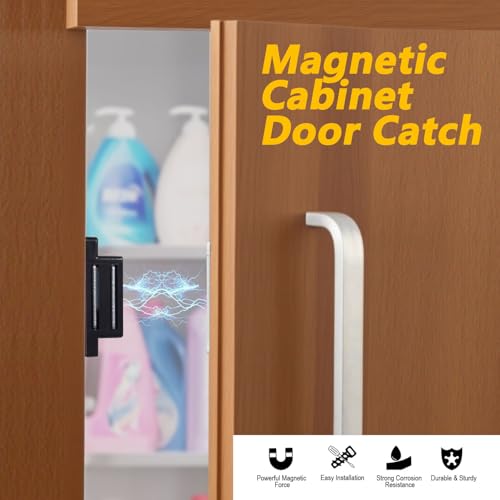 Cabinet Magnetic Catch FNFAI 16 Pack Black Cabinet Door Magnetic Latch - color: Black