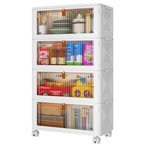 YFXCVSL 4 Tier Plastic Storage Bins with Lid 36QT, Stackable Storage Bins - size: 4-Tier 36QT