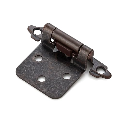 Antique Copper Cabinet Hinges 1/2 Inch Overlay 10 Pack(5 Pairs) | Self-Closing Design, Semi-Concealed Face Frame Fit, Surface Mount, For Kitchen Doors, Cabinets, Hardware Updates - color: Antique Copper