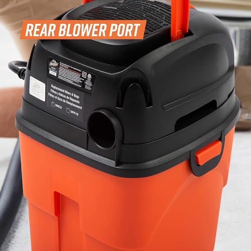 Armor All® AA155 1.5-Gallon 2 Peak HP Portable Wet/Dry Vacuum, Orange - style: 1.5 Gal Vac