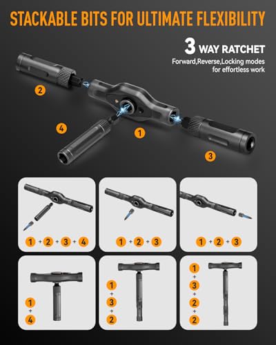 DISEN 43PCS Ratcheting Screwdriver Set T-Handle 40 Bits S2 Steel - style: 43PCS