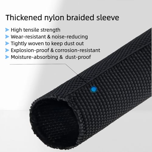 32.8FT Nylon Hydraulic Hose Protector Sleeve, Braided Protective Sleeve Cover for 1/4", 3/8" & 1/2" Hydraulic Hoses, TIG Torch Hoses, Welding Cables, Wire Harness and Cable Management - size: 0.95 Inch ID