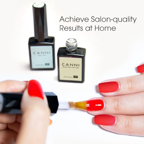 CANNI 2 Pcs No Wipe Matte Top Coat and Glossy Gel Top Coat Set- High Shiny Long Lasting Clear Gel Nail Polish Kit, Nail Art Home and Professional Manicure - color: Matte & Top
