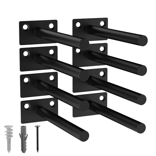 LEOPO 8-Pack 5 inch Floating Shelf Brackets, Hidden Shelf Bracket for Wood - color: Black-8Pack, size: 5 Inch