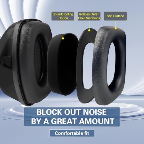 SAFEBUILDER Ear Protection Ear muffs Noise Reduction NRR 28dB Adjustable Hearing Protection for Working Mowing SK-06P - color: Black