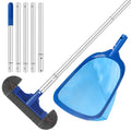 Pool Cleaning Kit 12.5 in Pool Brush Head,Skimmer Net 76.5 in Aluminum Pole