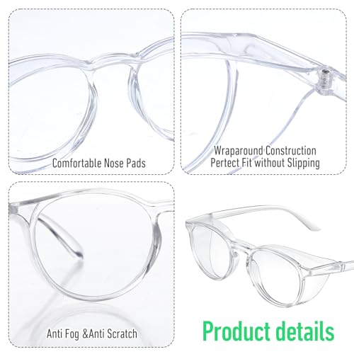 2 Pcs Safety Glasses Anti Fog Goggles Protective Eyewear Blue Light Blocking Anti Dust UV Protection Glasses