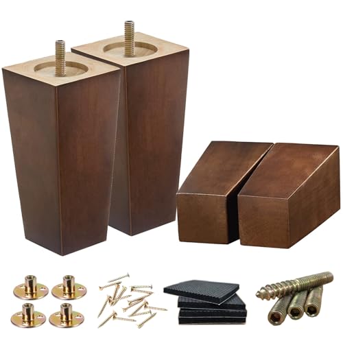 SHANJUE 6 Inch Wood Couch Legs - Sofa Legs Replacement for Dresser, 4PC - size: 6 inches