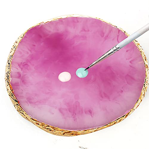 2 Pcs Resin Nail Art Palette, Round Mixing Board, Blue White - color: Purple, White