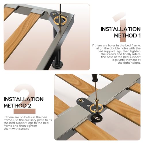 4Pcs Bed Frame Support Leg, Adjustable Height 5.8"-9" | Extra Sturdy Steel Bed Frame Support Legs with Wider Rubber Base, More Stable/Quieter, Bed Slat Reinforcement Kit - size: 5.8"-9" (4pcs)