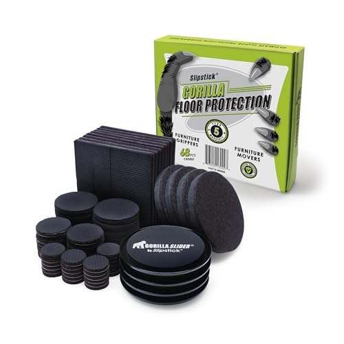 Slipstick GorillaPads Non-Slip Furniture Pads & Furniture Sliders Variety Pack (68 Pieces) Protects a Wide Range of Furniture & Floors, Whole House Furniture Gripper Slider Floor Protector Kit Black - size: 68 Piece Combo