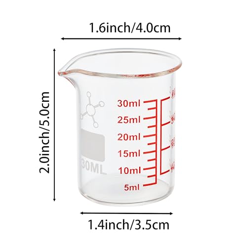 High Borosilicate Glass Measuring Cup-V-Shaped Spout，Glass Measuring Beaker for Kitchen or Restaurant, Easy to Read, 30 ML (1 Oz)-Pack of 2 - size: 30ml (1oz) - Pack of 2