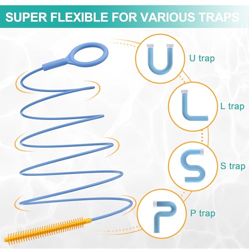 EastLink 50 Inch Extra-Long Drain Snake 3 Pack, Reusable Drain Clog Remover