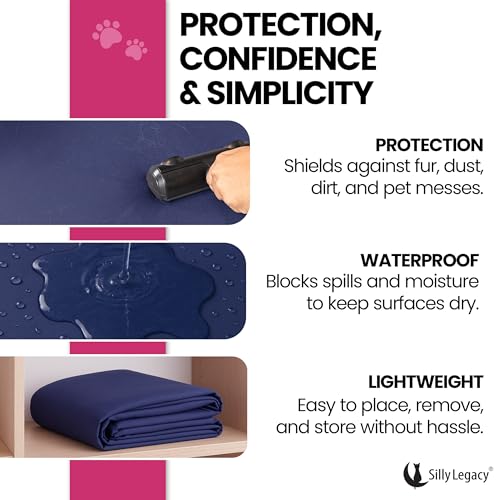 Thin Reversible Waterproof Protective Bed Cover (King Size, 100 x 96 inch), for Pets, Babies; Incontinence, Dirt, Drool - color: Blue, size: King 96 x 100 inch