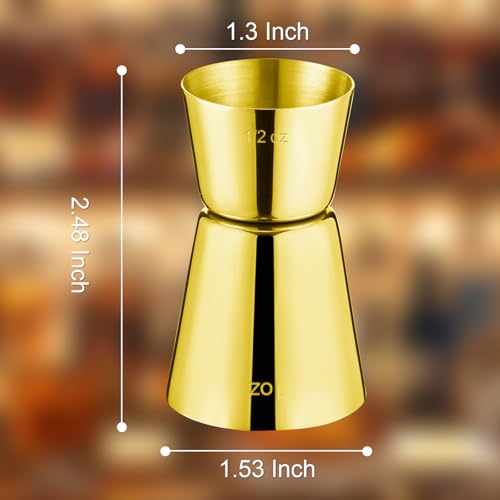 Briout 2Pcs Double Cocktail Jigger for Bartending, 1OZ 1/2OZ,Flat Edge Gold - color: Gold, size: Flat Edge-0.5oz/1oz-2PC