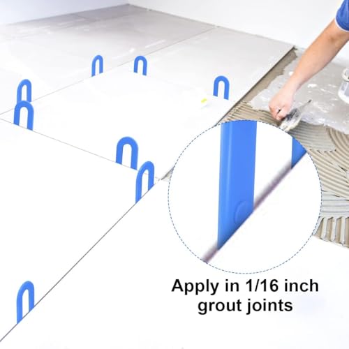 DGSL Tile Leveling System Tile Spacers 1/16 Inch, 300 pieces Horseshoe Shim U Shape Plastic Tile Leveling Clips for Various Types of Tile Leveling - color: Blue, size: 1/16*300