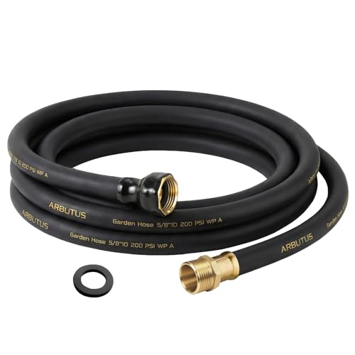 Garden Hose 5/8"x 15ft Brass Rubber Heavy Duty Water Hose 600 PSI Black - color: Black, size: 15FT
