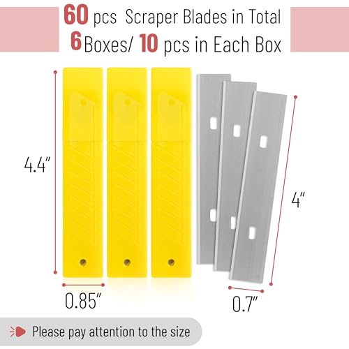 Bates- Replacement Scraper Blades, 4 Inch, 60 Pcs, Scraper Blades, Floor Scrapper Blade, Replacement Razor Blades, Carbon Steel Razor Blades, Paint Scraper Blades, 4 Inch Scraper Blades - size: 60 Pcs