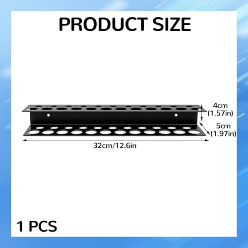 15.7" Screwdriver Holder Organizer, Wall Mounted Durable Tool Storage Rack with 23 Holes for Screw Drivers, Ideal for Garage Workshop and Home Use, Black