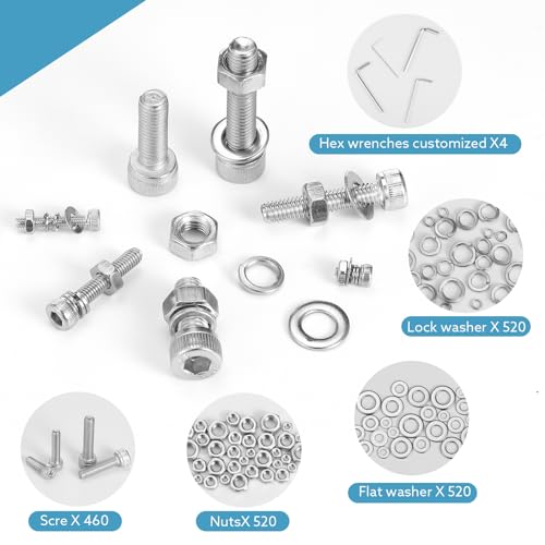 2024-Piece Metric Screw Assortment Kit, M2 M3 M4 M5, 304 Stainless Steel - size: M2-M5, 304 Stainless Steel, Hex Socket Head