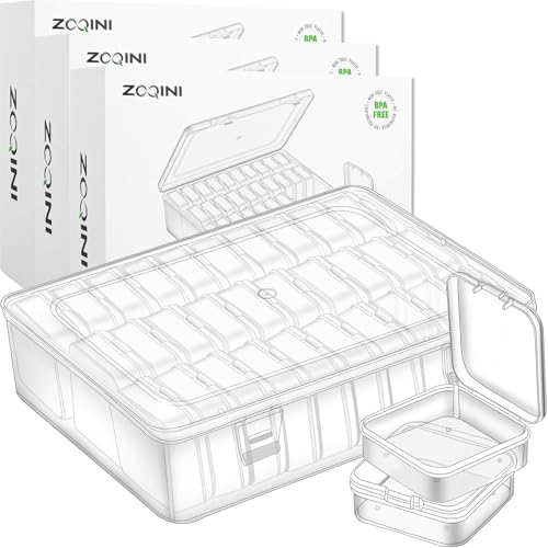Bead Organizer, 90Pcs Small Clear Plastic Bead Storage Containers with Label, 3 Large Craft Storage Cases with Hinged Lid, Storage Box for Jewelry Making Diamond Art DIY Bracelet Seed Screw Mini Parts - size: 3 Pack - 90 Pcs (2.16" x 2.16" x 0.78")