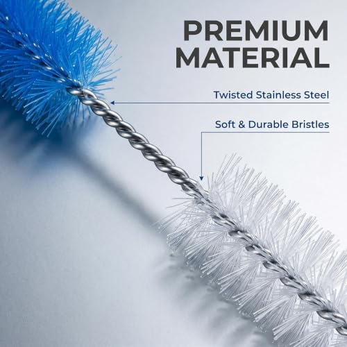Straw Cleaner Brush, Reusable Metal Handles Straw Cleaner Brush Extra Long for Stanley Mug 40, 30, 20 oz, 10mm Wide for Sippy Cup, Water Bottle and Tubes - color: Clear+Blue