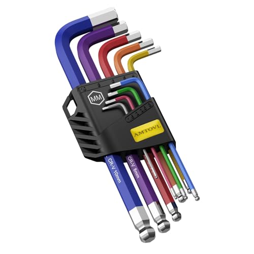 AMTOVL Hex Key Set, 9PCS Metric Allen Key Set, 1.5-10MM, Long Ball End - size: 9 PCS METRIC SET