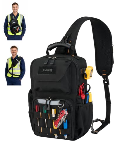 Electrician Tool Chest Bag, Tactical HVAC 3-Point Harness Black - color: Black
