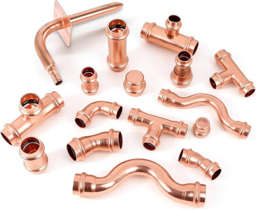 (WDAISY 5 Pack) Industrial-Grade 3/4" × 3/4" × 1/2" Copper Press Fit Tee – Press Fitting, Heavy-Duty Copper Tee, LBP Design, Press Fitting for Copper Tube, Plumbing Connector, Pipe Repair - size: 3/4" × 1/2" × 3/4" Copper Press Reducing Tee – 5P