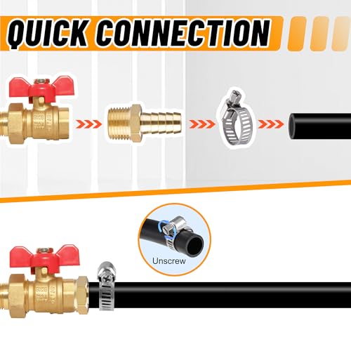 22Pcs Brass Hose Barb Fittings Male Pipe Adapter Kit with Clamps - size: 22pcs barb adapter