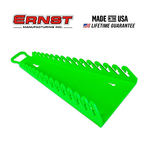Ernst Manufacturing 5156 15-Wrench Reverse Gripper Portable Wrench Organizer - Durable Flexible Grip, Easy Wrench Removal, Fits 1/4" to 1 1/8" & 6-20 mm, Green - color: Green, size: 15 Tool, style: Reverse