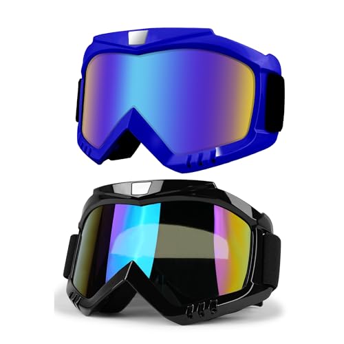 Dirt Bike ATV Goggles 2-Pack Motorcycle Motocross Bike Riding Racing - color: (Blue & Black)color Lens