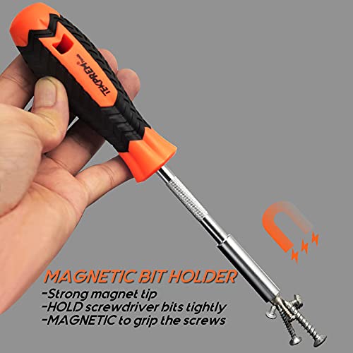 Torx Bit Set with 1/4 inch Magnetic Bit Driver,TEKPREM 12-Piece Security Torx Screwdriver Bit Set with 1 inch T5 T6 T7 T8 T9 T10 T15 T20 T25 T27 T30 T40 Tamper Resistant - size: 1" Long Torx Bits