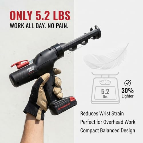 5026 Series Cordless Caulking Gun – 20V Lithium Battery Powered Electric 10oz Cartridge Dispenser, Lightweight 5.2 lbs, 850 lb Thrust, No-Drip Sealant & Adhesive Applicator - size: 10oz / 300ml, style: Cordless 20V (5000 Series)