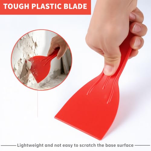 Plastic Putty Knife Set - 3Pcs Red Plastic Scraper Tool, 1.5"/3"/6" Sizes Spackle Knife for Spackling, Painting, Drywall, Arts and Crafts, Tile Jobs, Tamale Making - color: Red