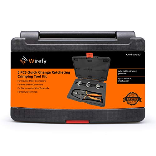 Wirefy Crimping Tool Set 5 PCS - Ratcheting Wire Crimper - for Heat Shrink, Nylon, Non-Insulated Connectors, Ferrule Terminals