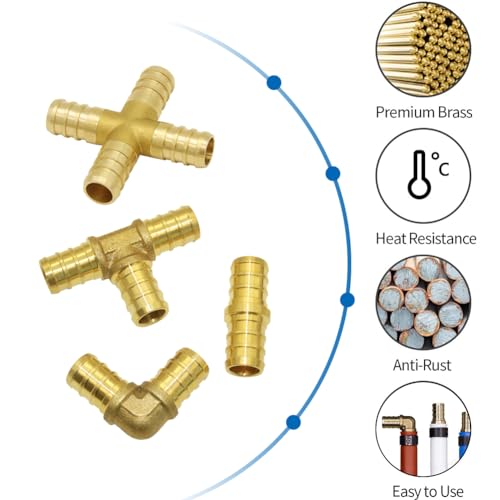 Hooshing 20 Pack 1/2" PEX Fitting Combo, Coupling, Elbow, Tee, Cross Set - size: 1/2" 4 Size 20PCS