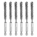HARFINGTON 6Pcs Stainless Steel Bore Brush 9mm Dia 4" Long Cleaning Twisted Wire Brush with Handle 1/4" Hex Shank for Tubes, Ports, Bearings - size: 9mm