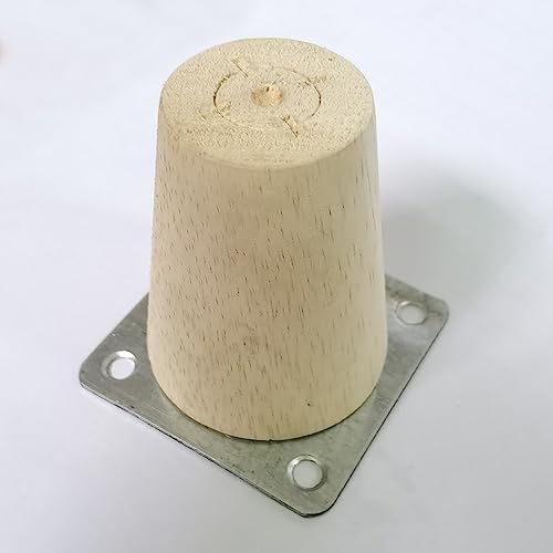 2.5 Inch Wooden Furniture Legs, Solid Wood Cone Shaped Furniture Feet,Table/Cabinet Legs/Desk/Sofa/Bookcase Bun Feet, DIY Wooden Round Legs with Mounting Plate & Screws Set of 4 (2.5 Inch) - size: 2.5 Inch