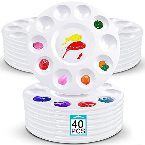 Hulameda 40pcs Art Paint Tray Palette for Kids or Pupils to Painting - color: 40pcs-white