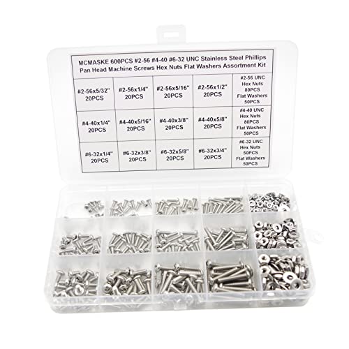 #2-56#4-40#6-32 UNC Phillips Pan Head Screws Nuts & Washers Kit - size: #2-56#4-40#6-32UNC
