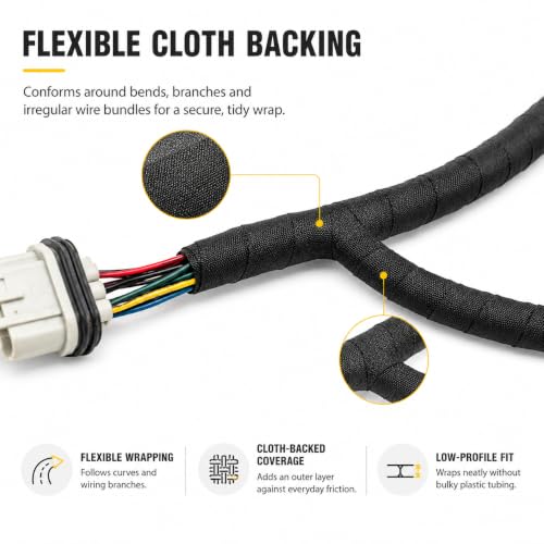 High Temp Self-Adhesive Wiring Harness Tape Durable Automotive Electrical Protection Tape Noise Damping Easy Application 1" x 50 ft 5 Rolls（33 mm x 15 m） - size: 1 in x 50 ft（5 Rolls）, style: 0.33mm-Thickness