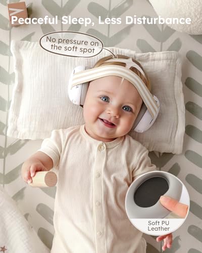 Yoofoss Baby Ear Muffs Noise Protection for Infants Up to 36 Months - Noise Cancelling Headphones for Ear Protection - color: Beige